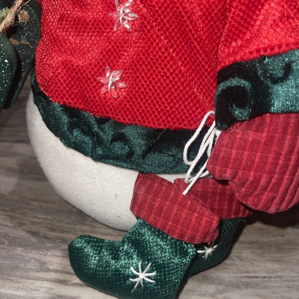 Prime Line Inc. Snowman Snow Woman Set Plush Bead Base Velour Stockings Sled 14" - Picture 10 of 12